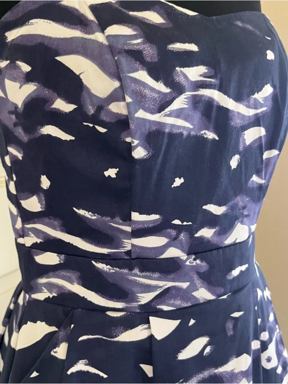 H&M Navy and White Strapless Fit-and-Flare Dress - Picture 9 of 14